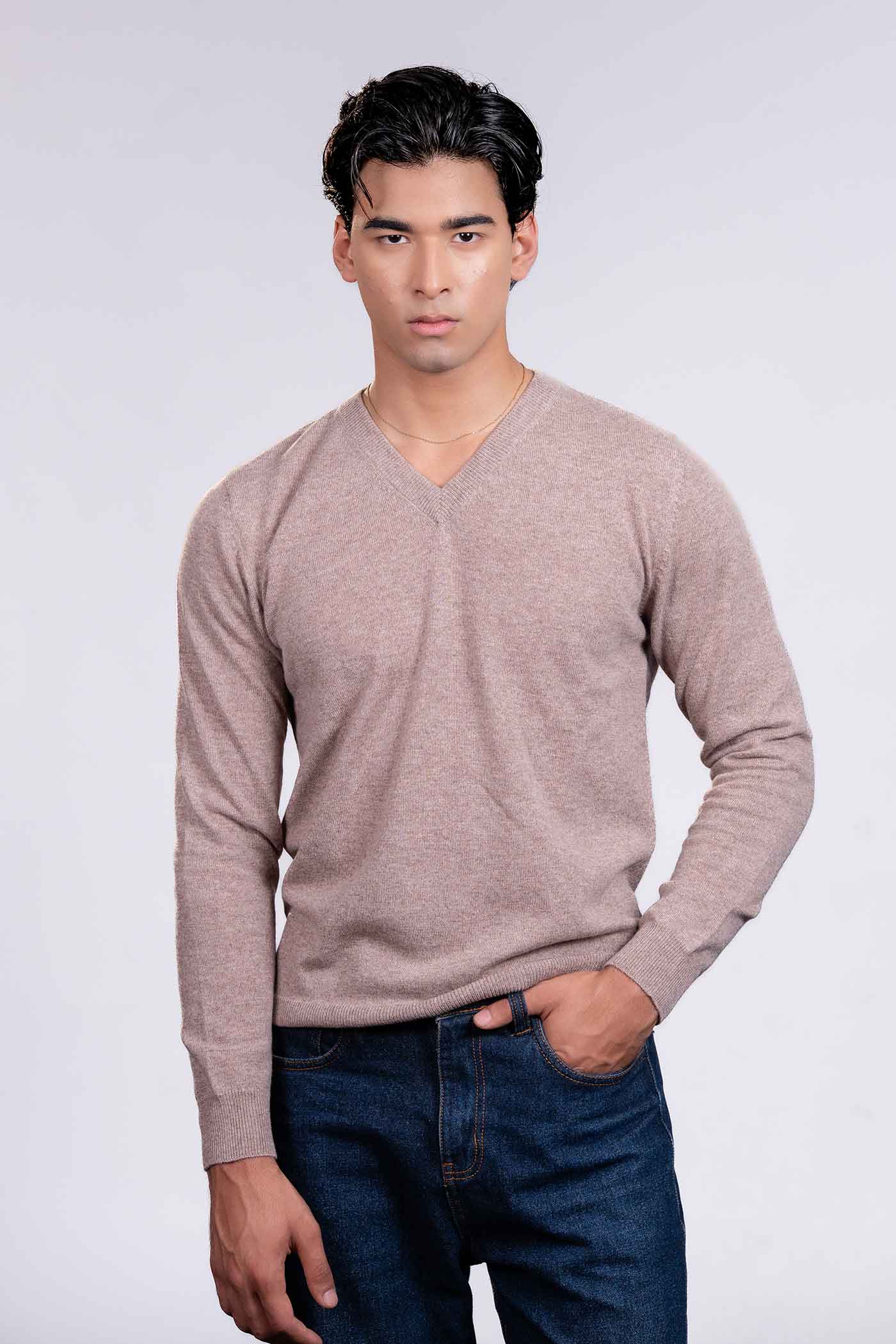 The Loom and Peak pure-cashmere-v-neck-swewter-image
