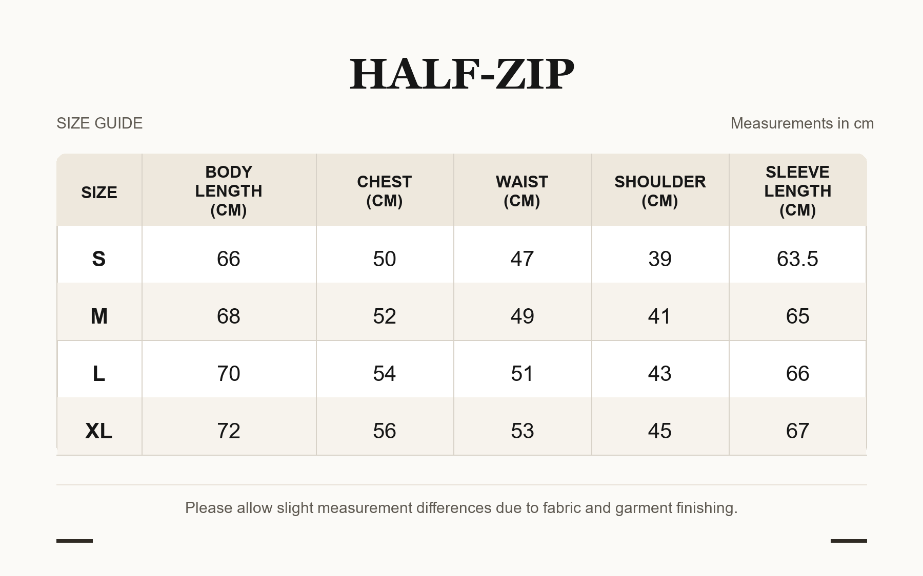 The Loom and Peak theloompeak-size-guide-half-zip-clean